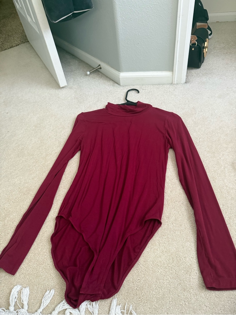 Women's Long-Sleeve Turtleneck Bodysuit - Burgundy
